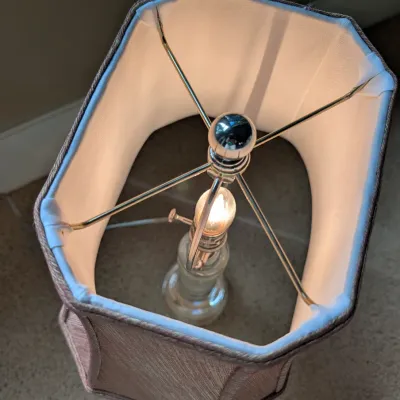 Clear Glass Table Lamp with Fabric Softback Shade