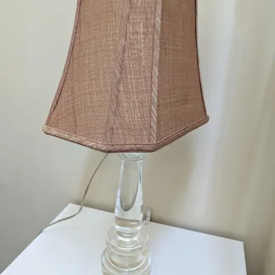 Clear Glass Table Lamp with Fabric Softback Shade
