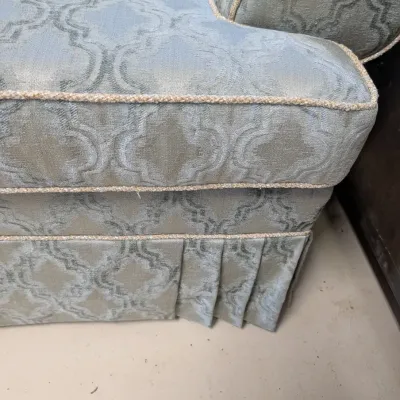 Upholstered Armchair with Trellis Pattern and Pleated Skirt