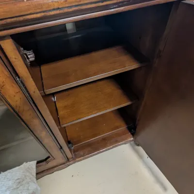 Vintage French Provincial Style Wood Credenza Buffets Sideboard with Glass Door