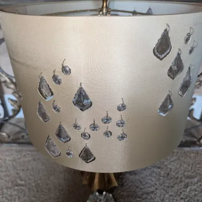 Modern Crystal and Gold Tone Table Lamp with Jeweled Shade