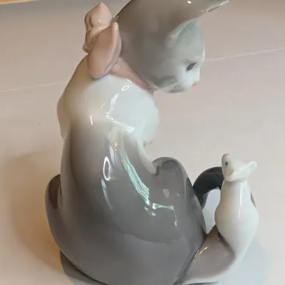 1984 Lladro Figurine Cat & Mouse #5236 Stands 3" Tall x 2 3/4" Wide #53
