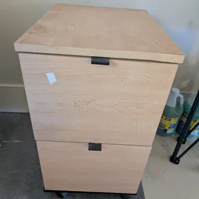 Two Drawer Wooden File Cabinet w/ Wheels
