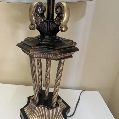 Traditional Style Table Lamp with Pleated Fabric Shade