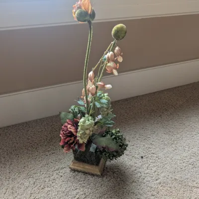 Pair of Faux Floral & Botanical Centerpieces in Bases