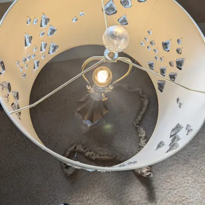 Modern Crystal and Gold Tone Table Lamp with Jeweled Shade