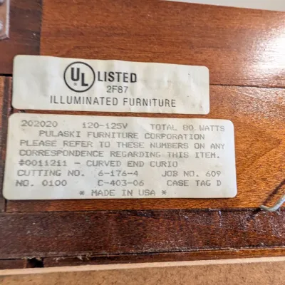 Pulaski Furniture Curved End Illuminated Curio Cabinet
