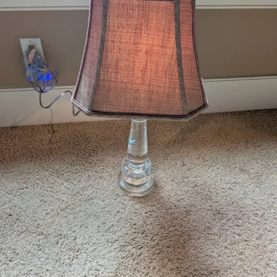 Clear Glass Table Lamp with Fabric Softback Shade