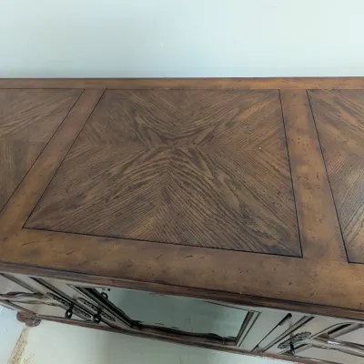 Vintage French Provincial Style Wood Credenza Buffets Sideboard with Glass Door