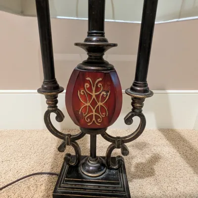 Ornate Traditional Table Lamp with Square Fabric Shade