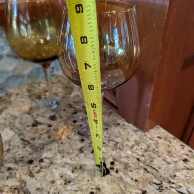 4 - Hand Blown Amber Golden Luster Balloon Wine Glasses From The Pier 1 Collection #1