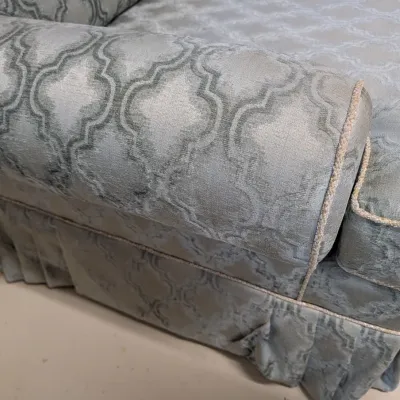 Upholstered Armchair with Trellis Pattern and Pleated Skirt