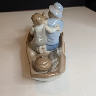 Vintage Meico "Old Man & Boy Fishing" Fine Porcelain Figure 8" Tall #86