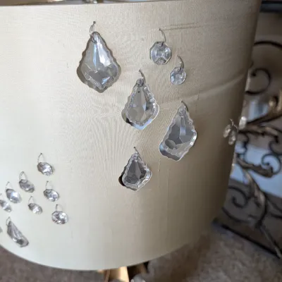 Modern Crystal and Gold Tone Table Lamp with Jeweled Shade