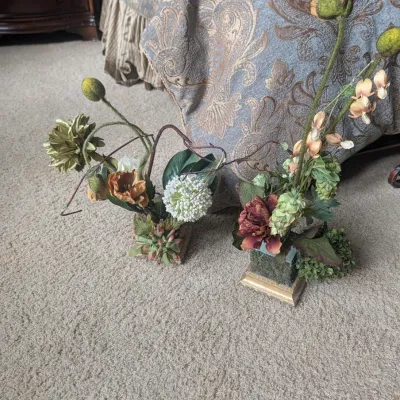 Pair of Faux Floral & Botanical Centerpieces in Bases