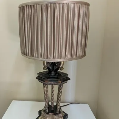 Traditional Style Table Lamp with Pleated Fabric Shade