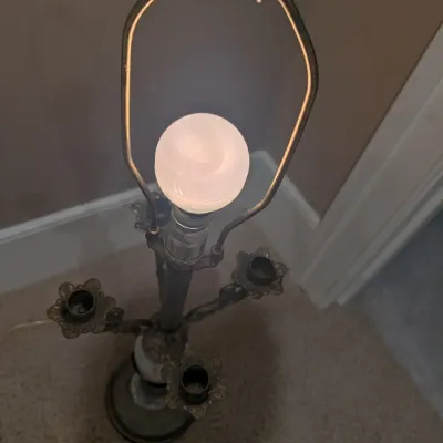 Vintage Ornate Candelabra Style Table Lamp with Marble Base Accent