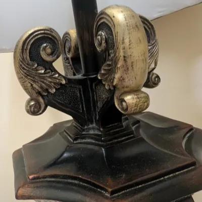 Traditional Style Table Lamp with Pleated Fabric Shade