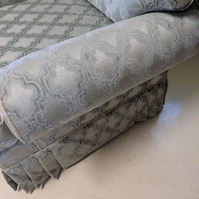 Upholstered Armchair with Trellis Pattern and Pleated Skirt