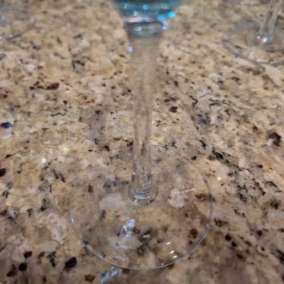 Set Of 7 - Hand Blown Blue Crackle Wine Glasses From The Pier 1 Collection #3
