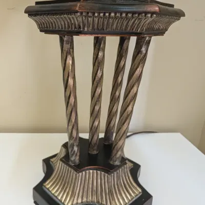 Traditional Style Table Lamp with Pleated Fabric Shade