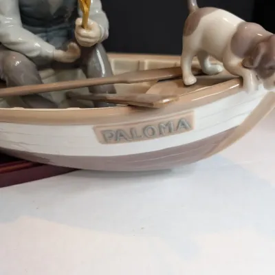1984 Lladro Figurine #5217 "Fishing With Gramps" Stands 8 3/4" Tall x 15 1/4" Wide x 5 1/2" Deep No Box #45