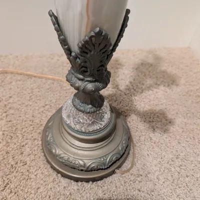Vintage Ornate Candelabra Style Table Lamp with Marble Base Accent
