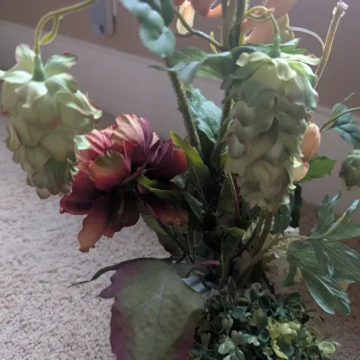 Pair of Faux Floral & Botanical Centerpieces in Bases