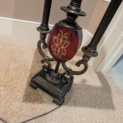 Ornate Traditional Table Lamp with Square Fabric Shade