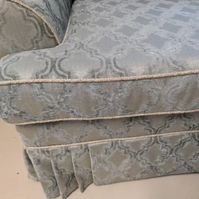 Upholstered Armchair with Trellis Pattern and Pleated Skirt