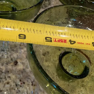 Set Of 7 - Hand Blown Green Crackle Margarita Glasses From The Pier 1 Collection #6