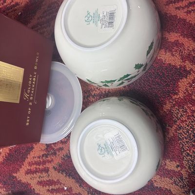 Lenox Holiday Stackable Bowls Set of 2 SKU 6149286 Holly Berry Lid Box