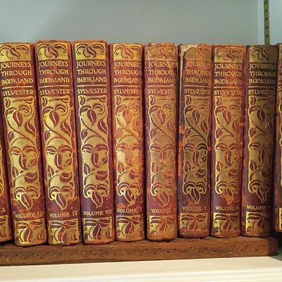 Antique leather-bound book set, gilt spines