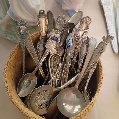 Souvenir collector spoons, silverplate and sterling