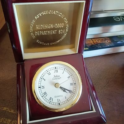 Seiko desk clock in wood presentation box