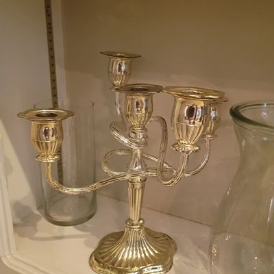 Brass five-arm candelabra