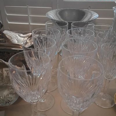 Cut crystal wine and water goblets