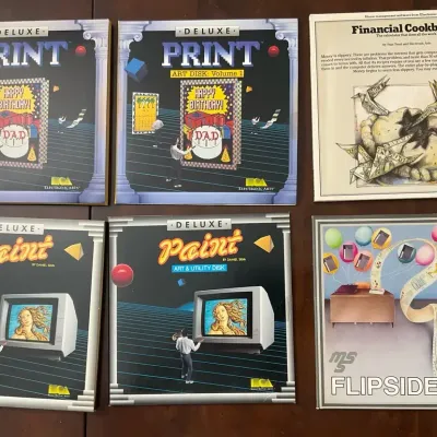 Electronic Games For Amiga (Lot Of 6 - Paint, Print And Finance Theme)
