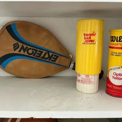 Magnum Flex Racquetball With Cover And 70’s Wilson Ball Canister & Tennis Ball Saver