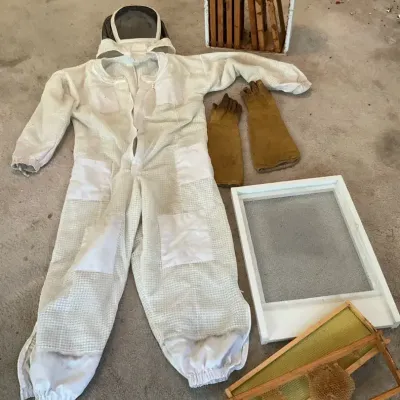 Bee Keeper’s Suit, Gloves and Misc. Bee Box Items