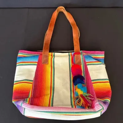 Altiplano Handwoven Rainbow Bag With Leather Straps