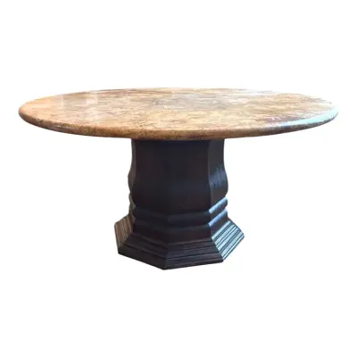 Handcrafted in Mexico - 5ft - round granite and wooden base table **WITH RESERVE**