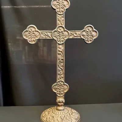 Ornate Free-Standing Cast Iron Cross - Heavy 