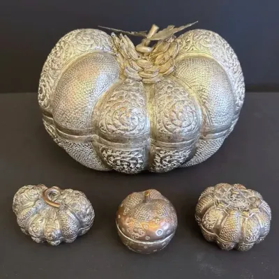 Cambodian Silver Pumpkin Boxes 