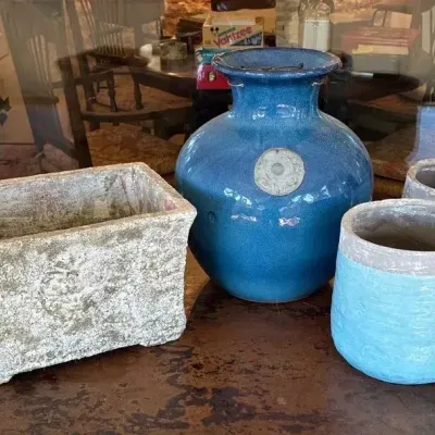 Glazed Ceramic or Stoneware With Planter Not Glazed