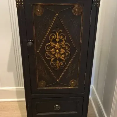 Vintage-style Wooden With Metal Accents Small Cabinet 