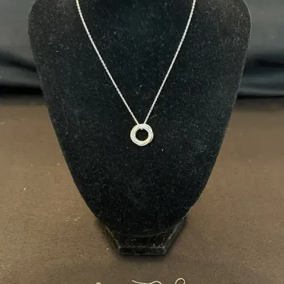 STERLING SILVER necklace with pendant, earrings & Cross 