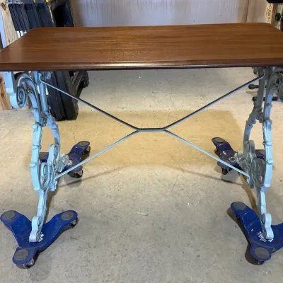 Wooden top table with iron base **WITH RESERVE**
