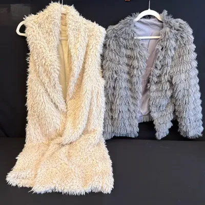 Ladies shaggy/fluffy vest and jacket - Size Medium 