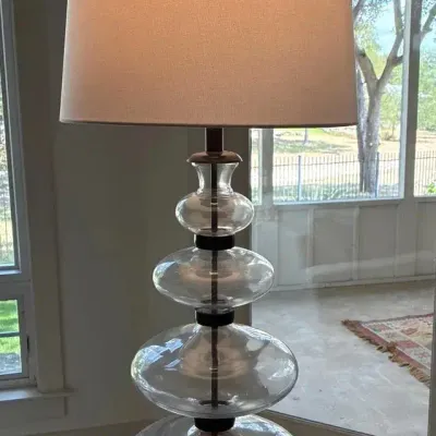 POTTERY BARN Estelle Stacked Glass and Iron Table Lamp